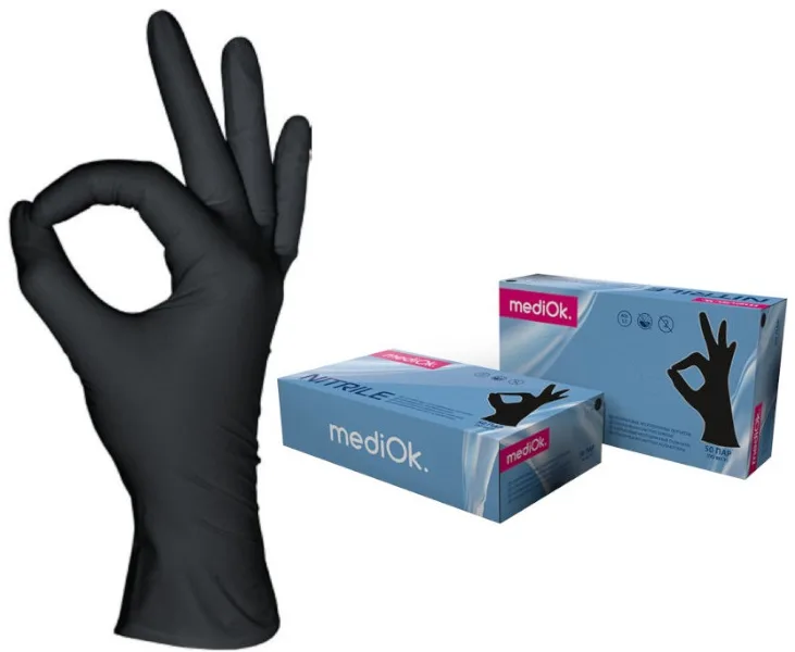 MediOk Перчатки нитриловые Черные р. L 50 пар/уп. (4 гр.)