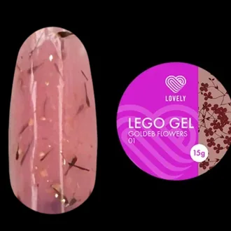 Гель для наращивания и укрепления Lovely, Lego Gel Goldeb Flowers 01, 15 ml