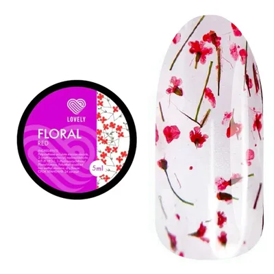 Гель-лак с сухоцветами Lovely "Floral", оттенок красный, 5 ml