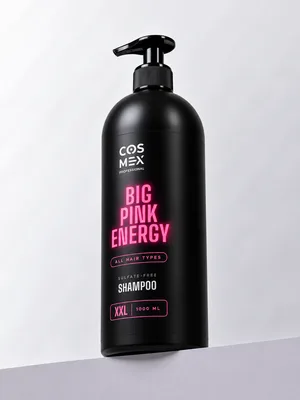 Шампунь-кондиционер 2 в 1 COSMEX BIG PINK ENERGY бессульфатный, для всех типов волос, 1000 мл