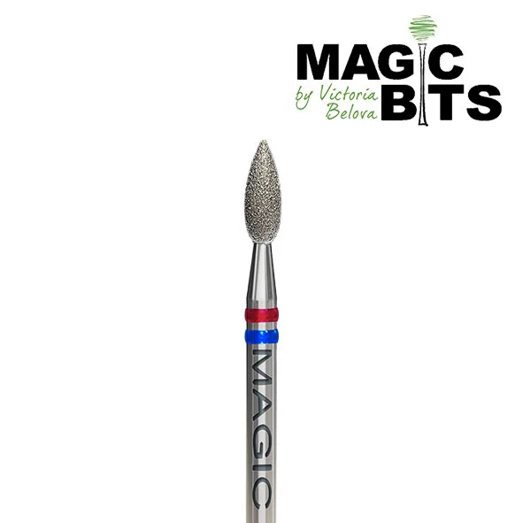 Magic bits алмазное пламя 2.7 мм пузатое (натуральный алмаз) - фреза универсальная для поднятия и счищения кутикулы средне-мягкий