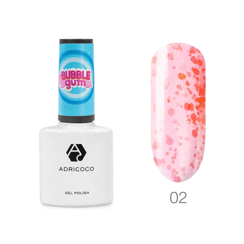 ADRICOCO Гель-лак Bubble gum с цветной неоновой слюдой №02 сладкий арбуз, 8 мл