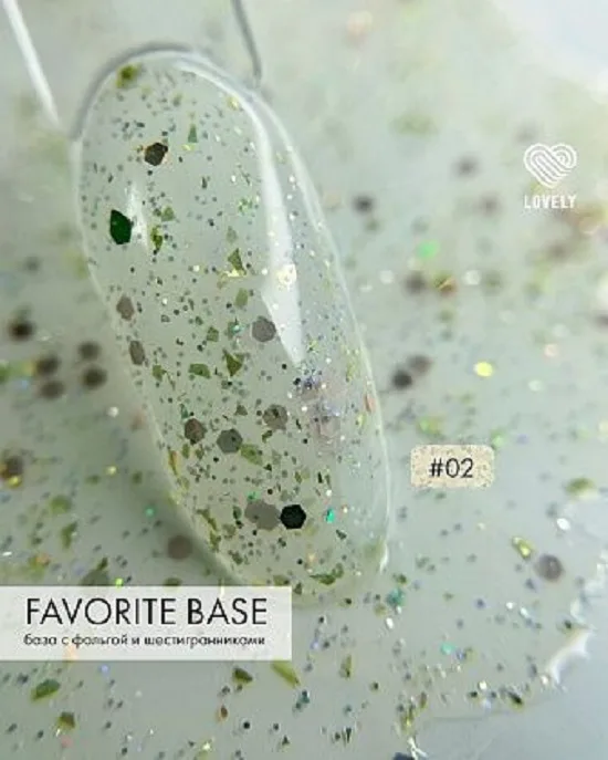 Lovely База цветная с фольгой и шестигранниками , Favorite Base №02, 7 ml