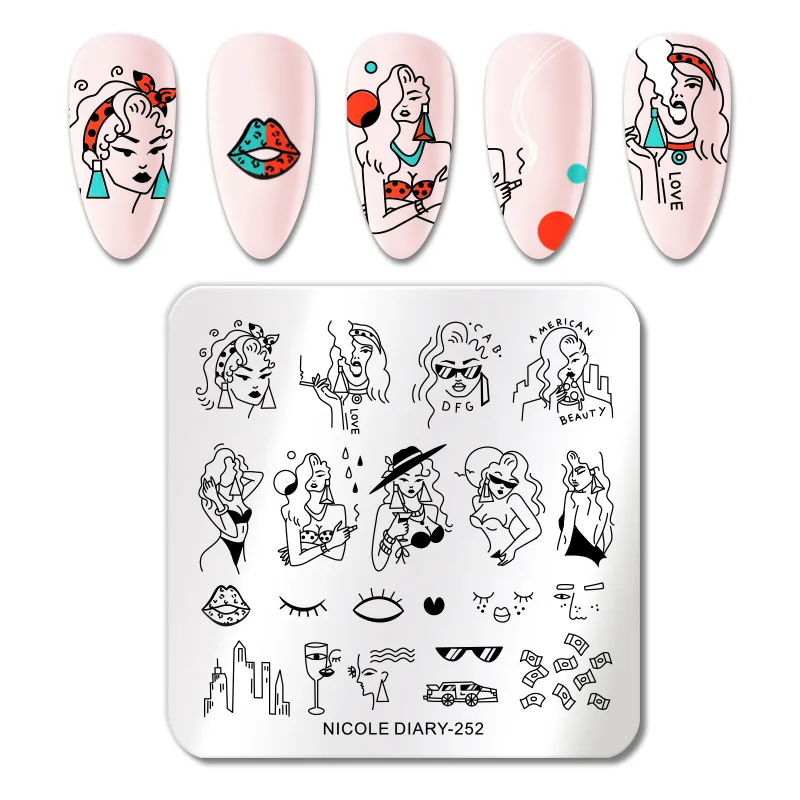 Nicole Diary, Пластина для стемпинга 6*6 см 52065 ND-252, 1 шт