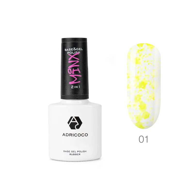 ADRICOCO Гель-лак Minx с цветной слюдой №1 на чиле (неоновый желтый), 8 мл