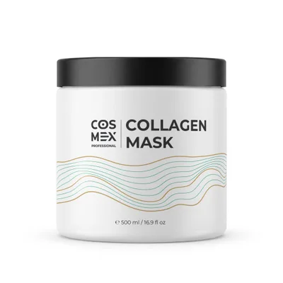 Cosmex Маска для волос с коллагеном увлажняющая восстанавливающая Collagen Hair Mask 500 мл