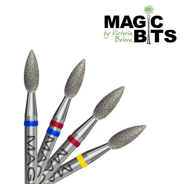Magic bits алмазное пламя 2.7 мм пузатое (натуральный алмаз) - фреза универсальная для поднятия и счищения кутикулы средний