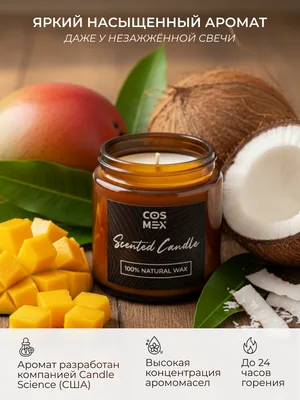 COSMEX NOIR Свеча ароматическая Манго и кокосовое молоко Mango and Coconut Milk 120 мл